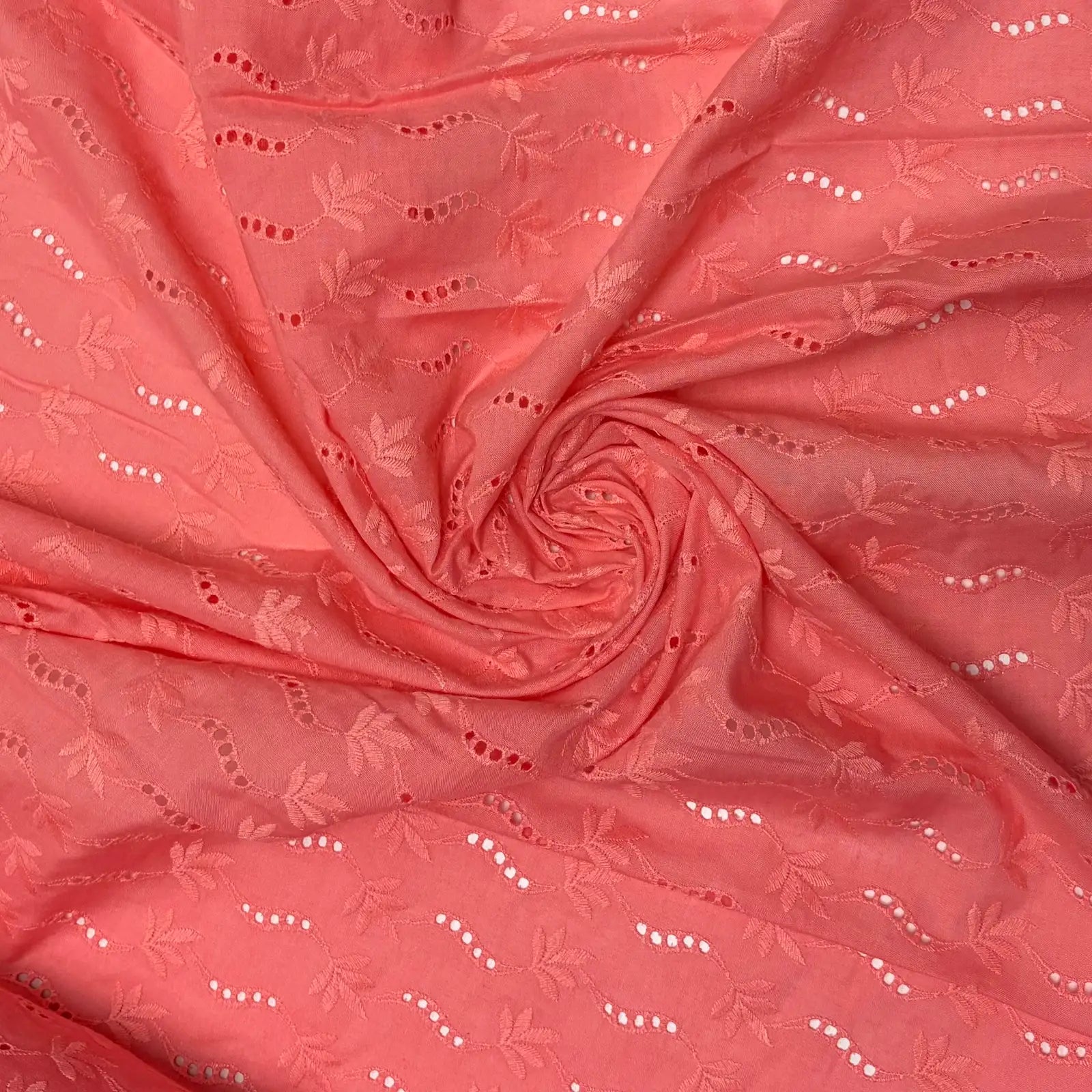 Coral Leaf Eyelet Embroidered Lawn | Lace