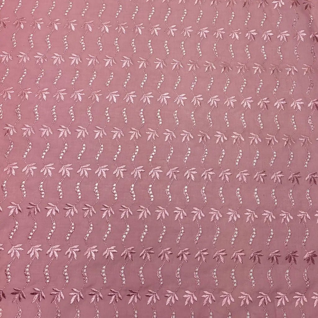 Dusty Rose Leaf Eyelet Embroidered Lawn | Lace