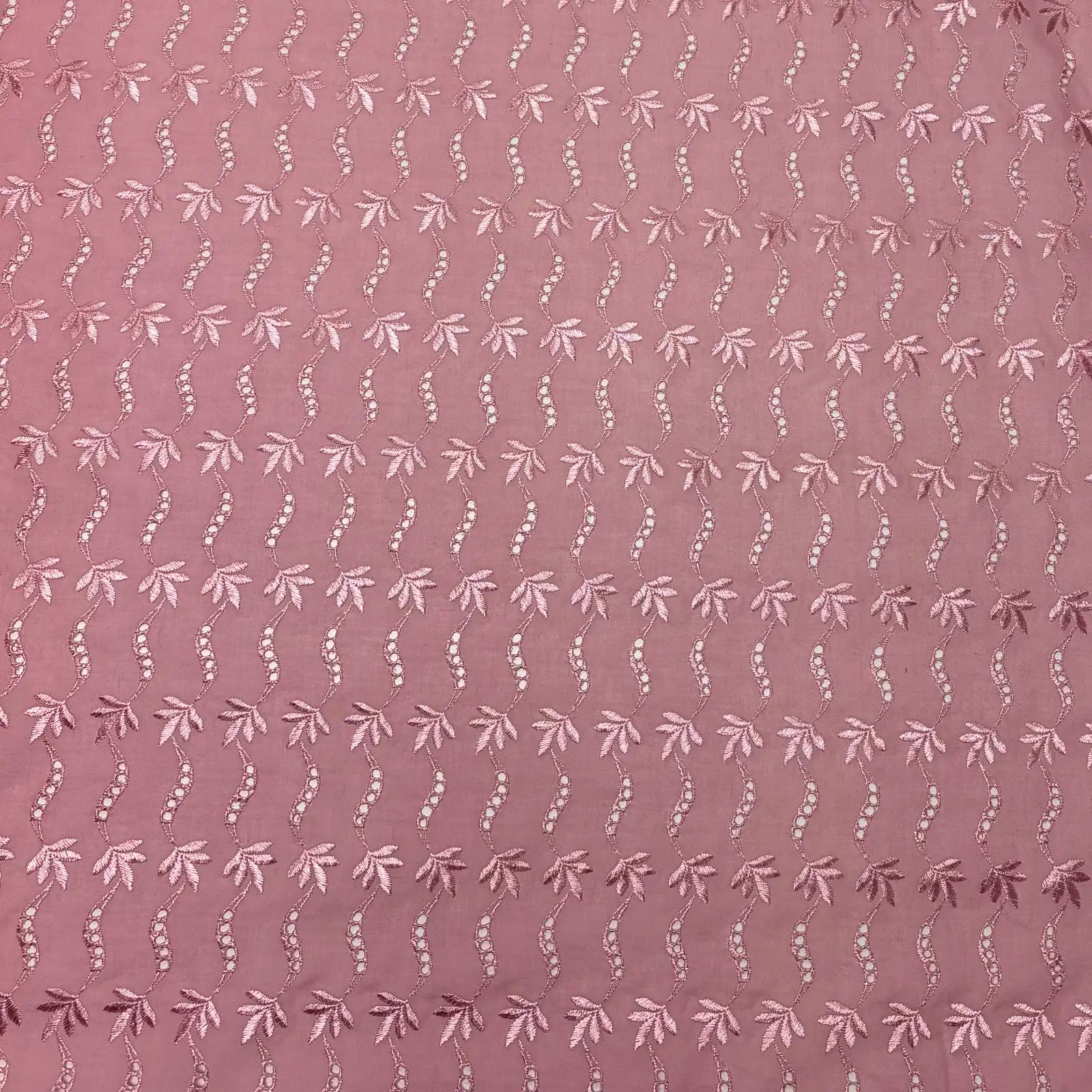 Dusty Rose Leaf Eyelet Embroidered Lawn | Lace