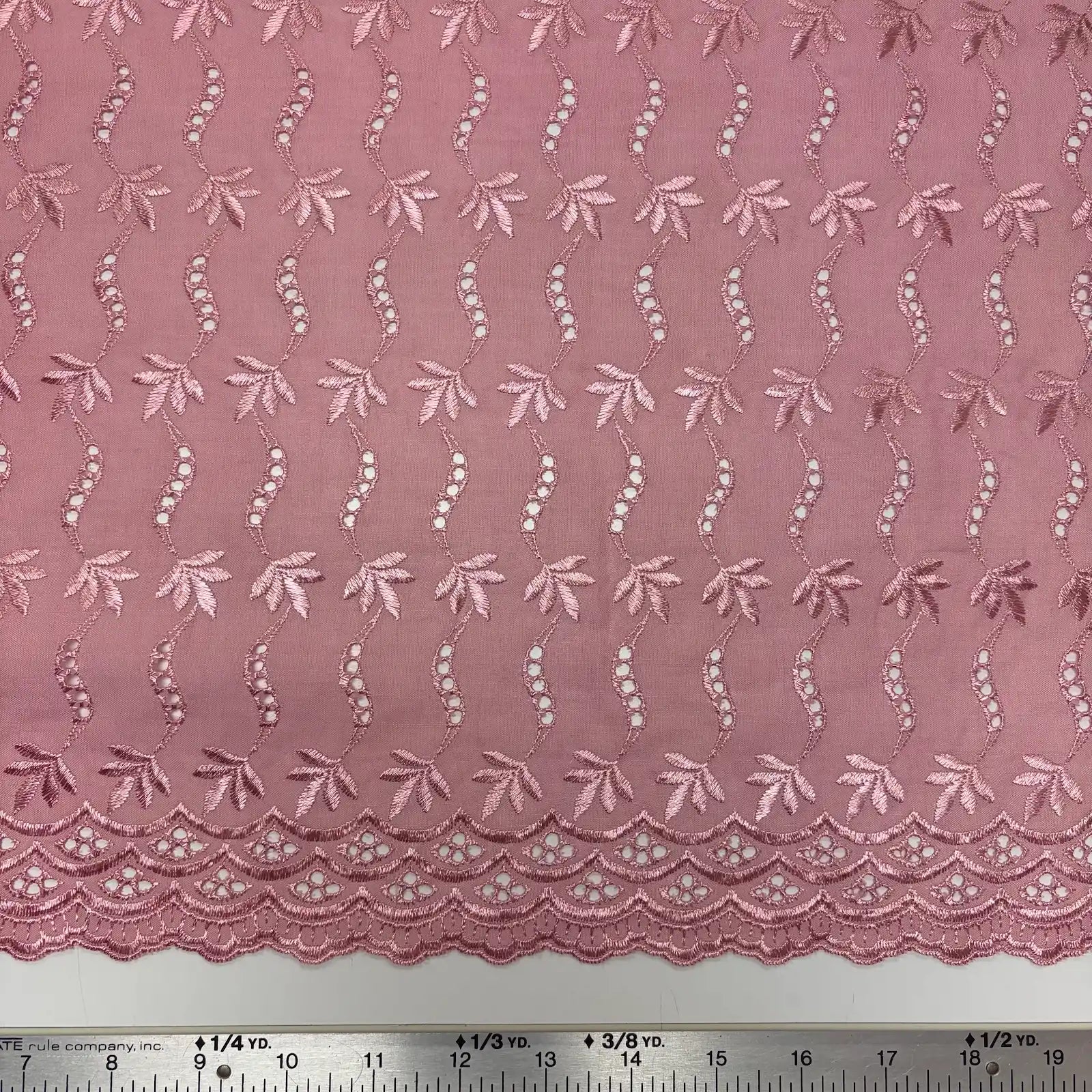 Dusty Rose Leaf Eyelet Embroidered Lawn | Lace