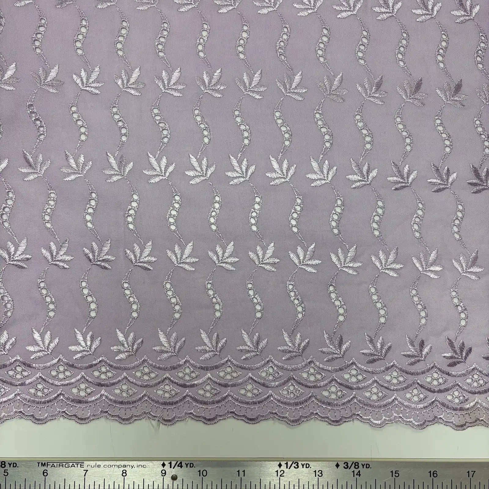 Light Purple Leaf Eyelet Embroidered Lawn | Lace