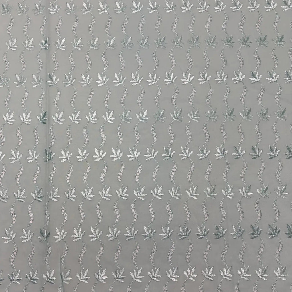 Light Blue Leaf Eyelet Embroidered Lawn | Lace