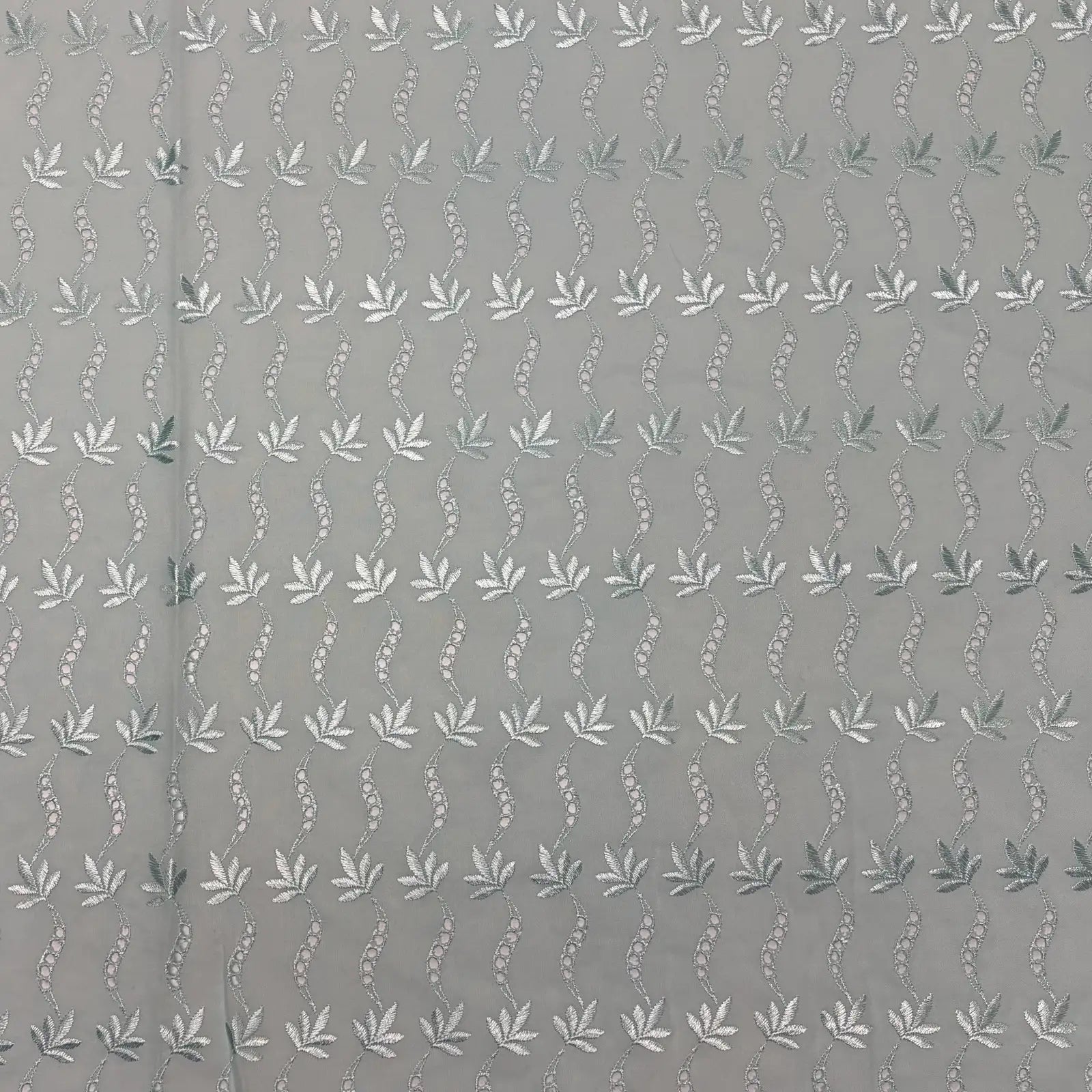 Light Blue Leaf Eyelet Embroidered Lawn | Lace