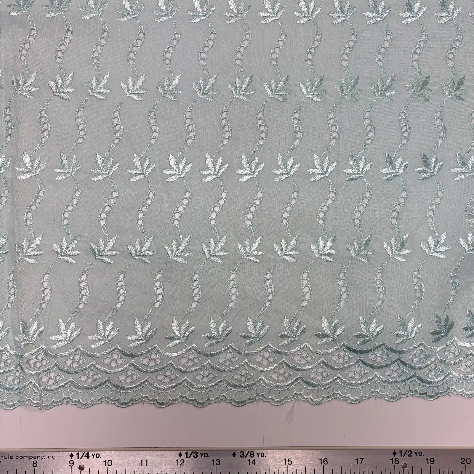 Light Blue Leaf Eyelet Embroidered Lawn | Lace