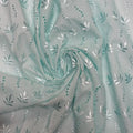 Light Blue Leaf Eyelet Embroidered Lawn | Lace