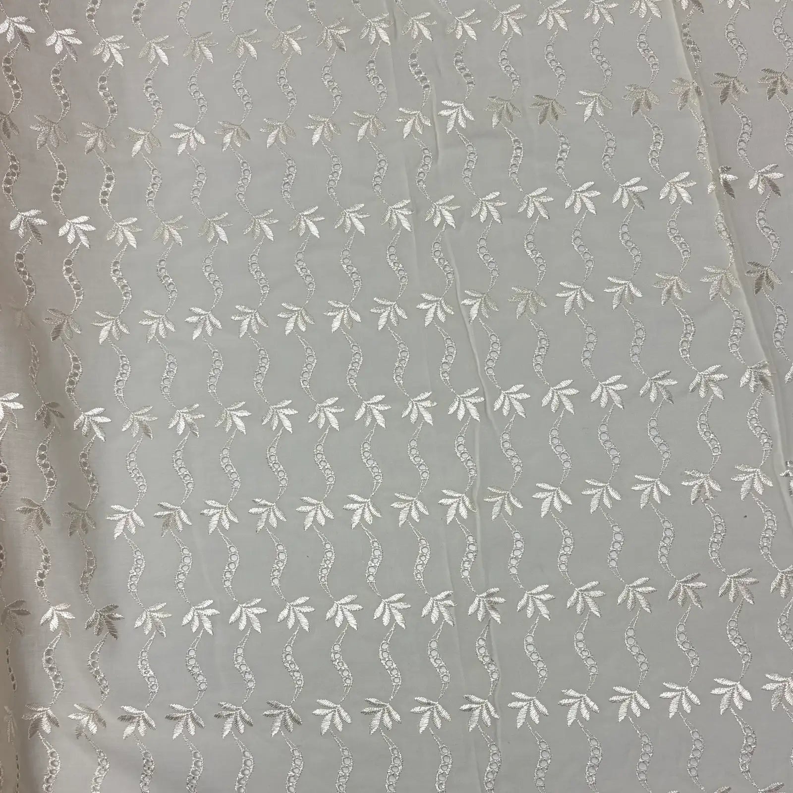 Off White Leaf Eyelet Embroidered Lawn | Lace
