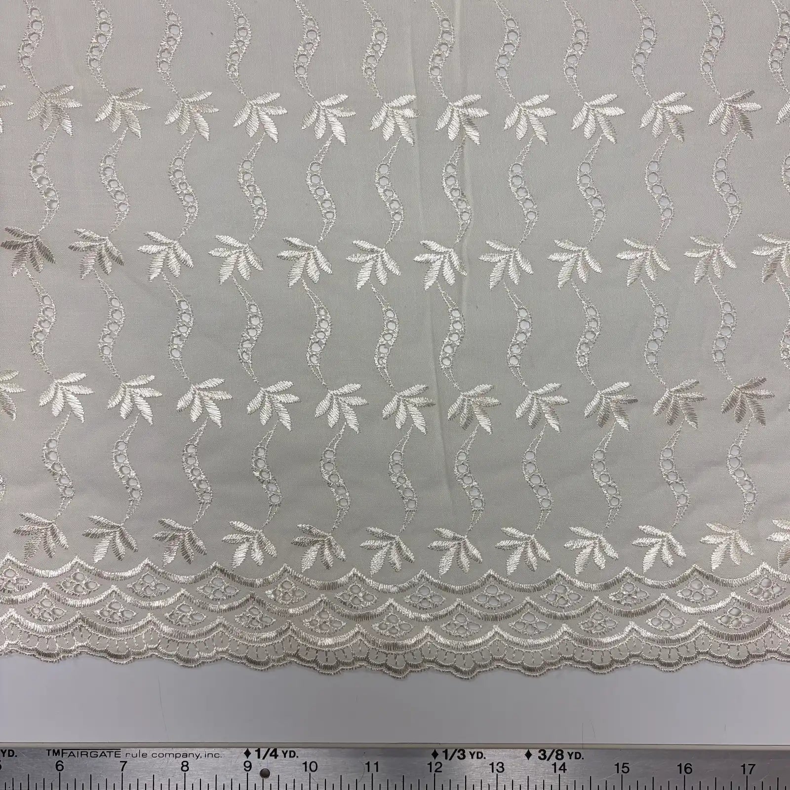 Off White Leaf Eyelet Embroidered Lawn | Lace