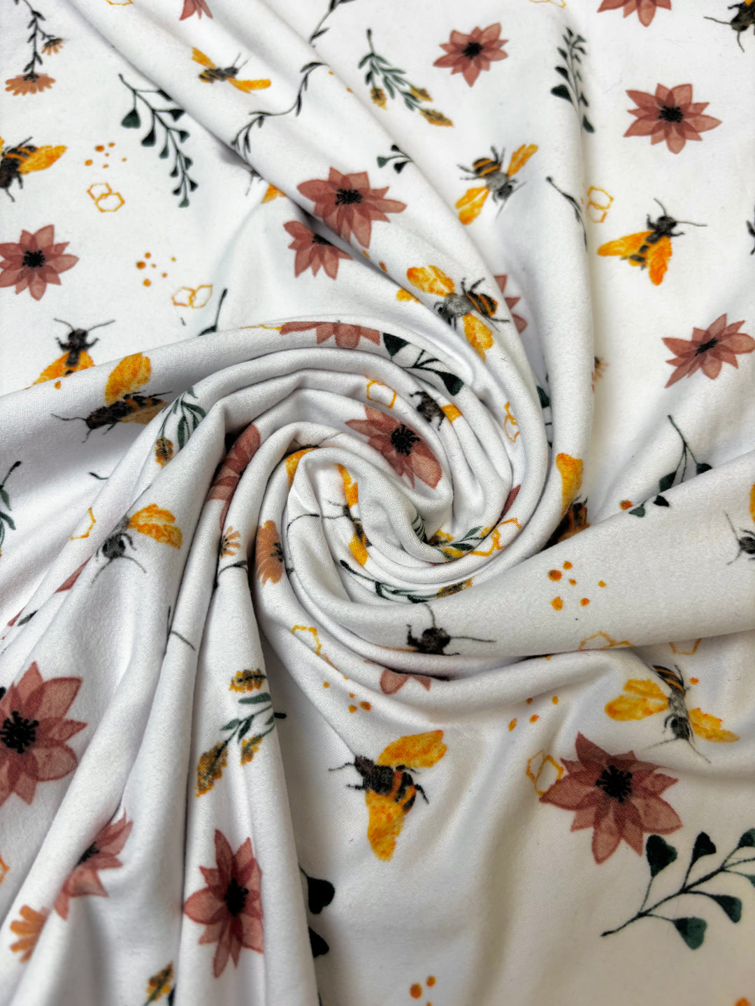 White Garden Bees | Knit Print