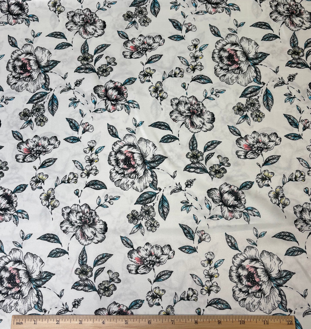 Blue White Floral | Satin