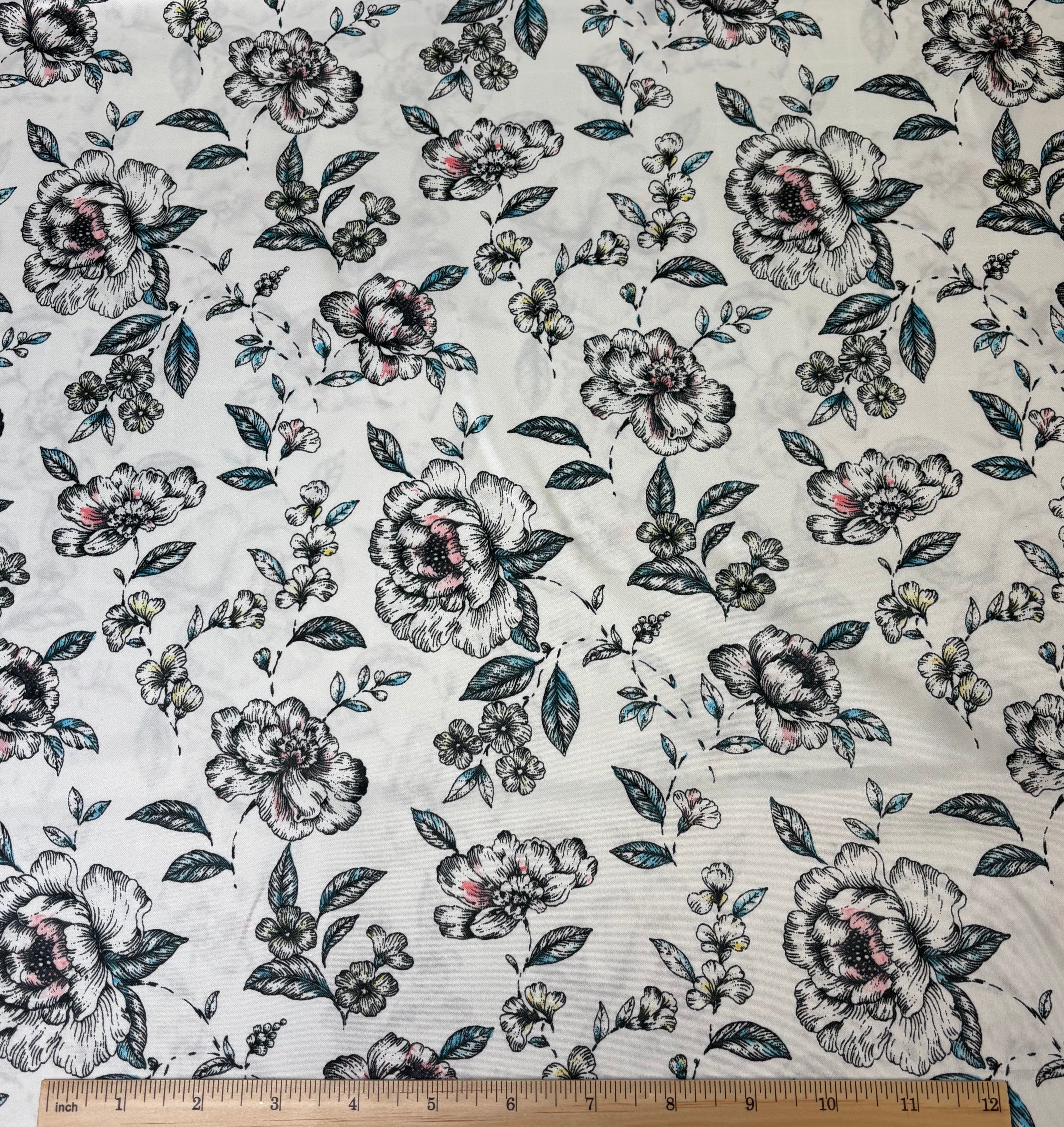 Blue White Floral | Satin