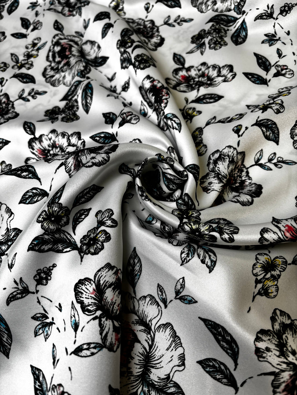 Blue White Floral | Satin