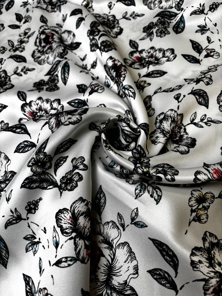 Blue White Floral | Satin