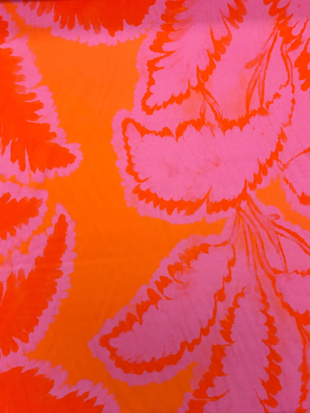 Pink and Orange Leaf Print | Viscose | Made in Italy