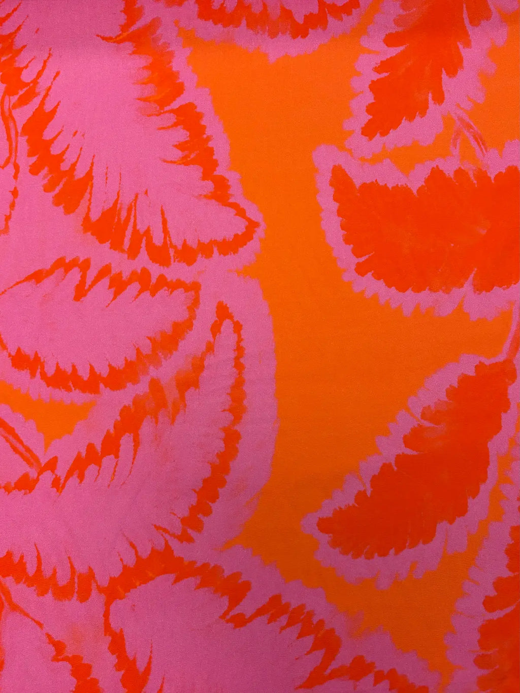 Pink and Orange Leaf Print | Viscose | Made in Italy