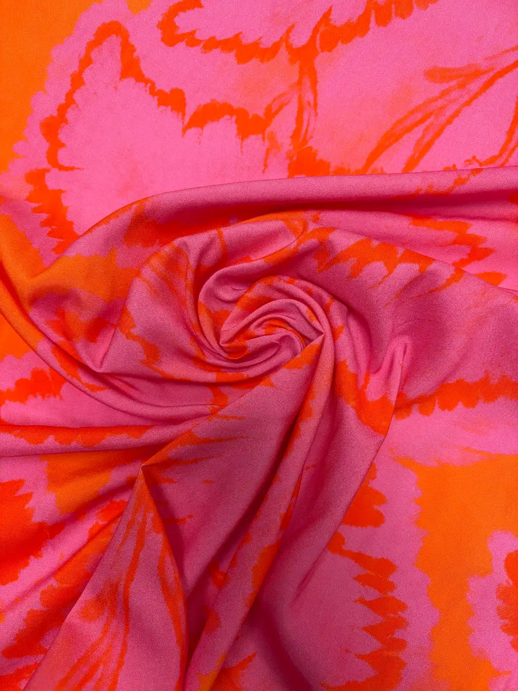Pink and Orange Leaf Print | Viscose | Made in Italy