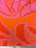Pink and Orange Leaf Print | Viscose | Made in Italy