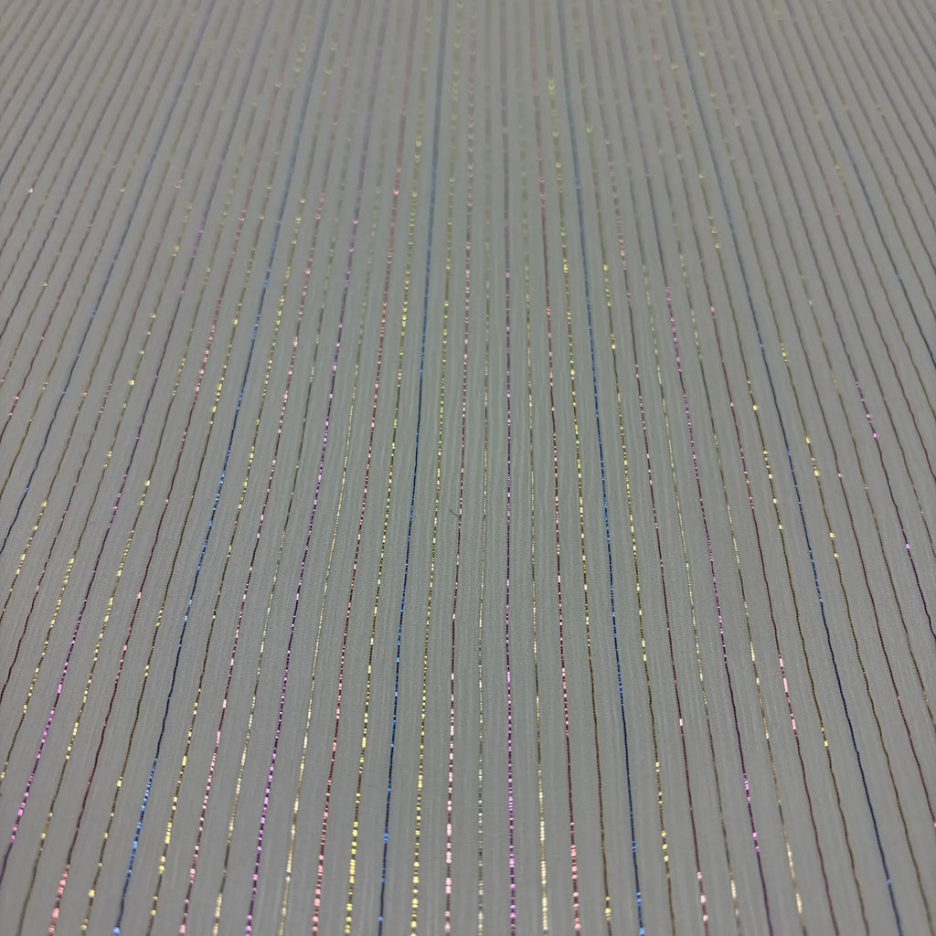 Metallic Stripe on White | Silk | Made in Italy