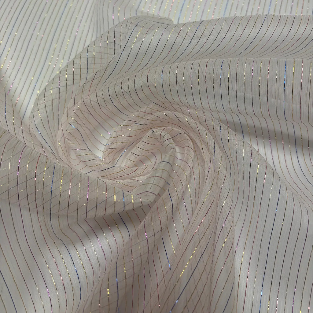 Metallic Stripe on White | Silk | Made in Italy
