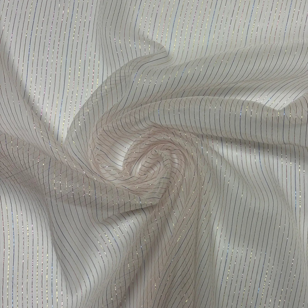 Metallic Stripe on White | Silk | Made in Italy