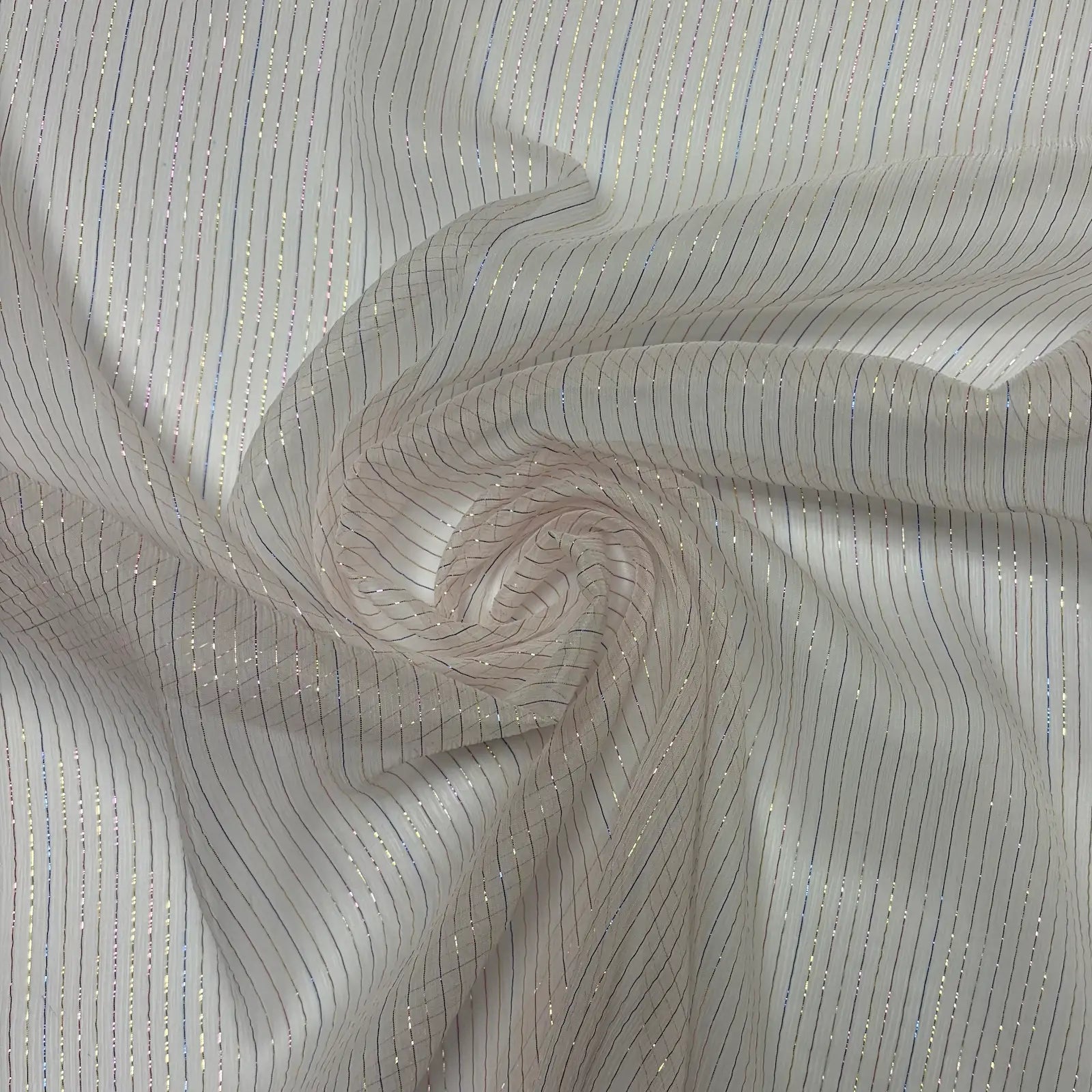 Metallic Stripe on White | Silk | Made in Italy