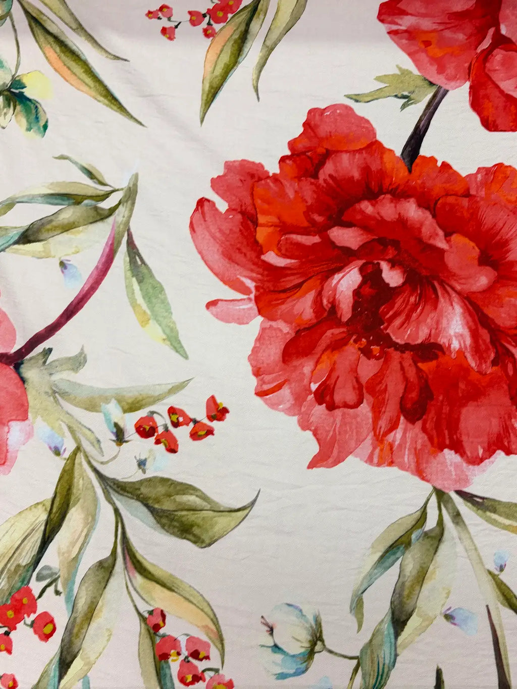 Red Floral on Cream | Viscose | Made in Italy