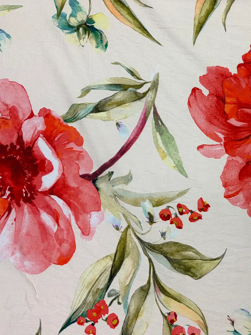 Red Floral on Cream | Viscose | Made in Italy
