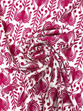 Abstract Floral in Plum on Ivory | Viscose | Made in Italy