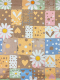Multicolor Brown and Yellow Daisy Patchwork Print | Cotton | Made in Italy