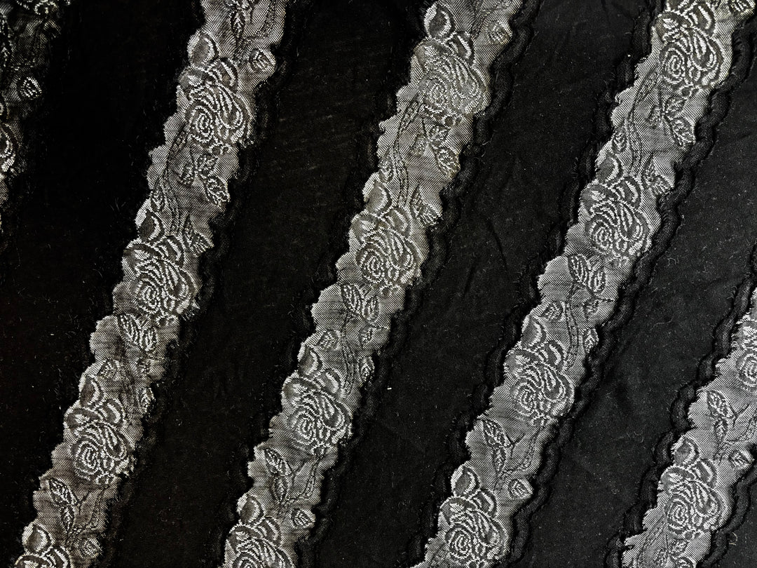 Diagonal Panel Black Floral | Lace