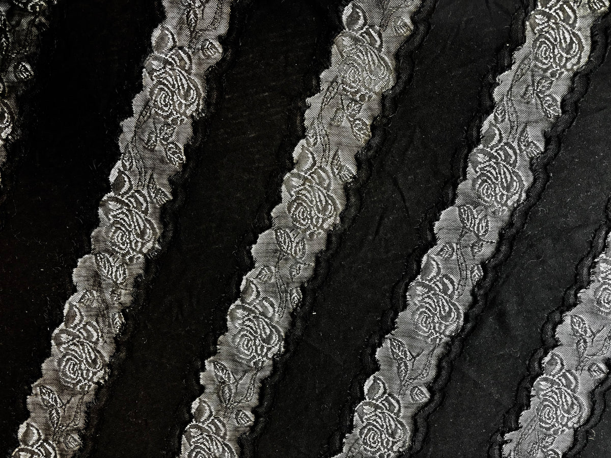 Diagonal Panel Black Floral | Lace