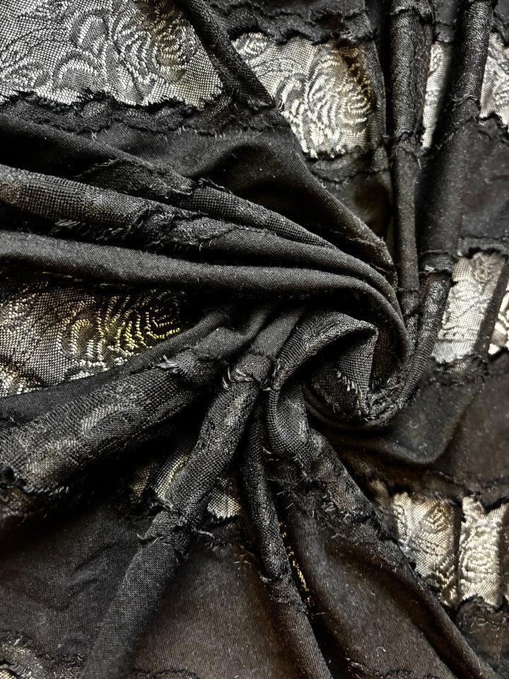 Diagonal Panel Black Floral | Lace
