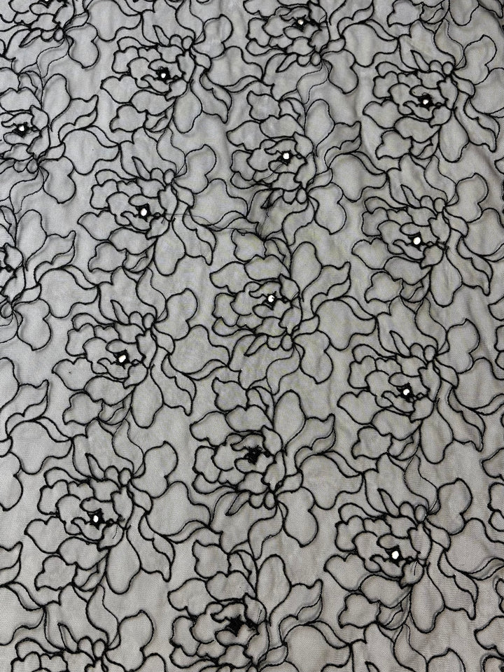 Surface Floral Embroidery Black | Mesh