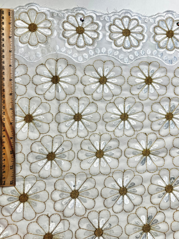 Daisy Embroidery Gold | Tulle