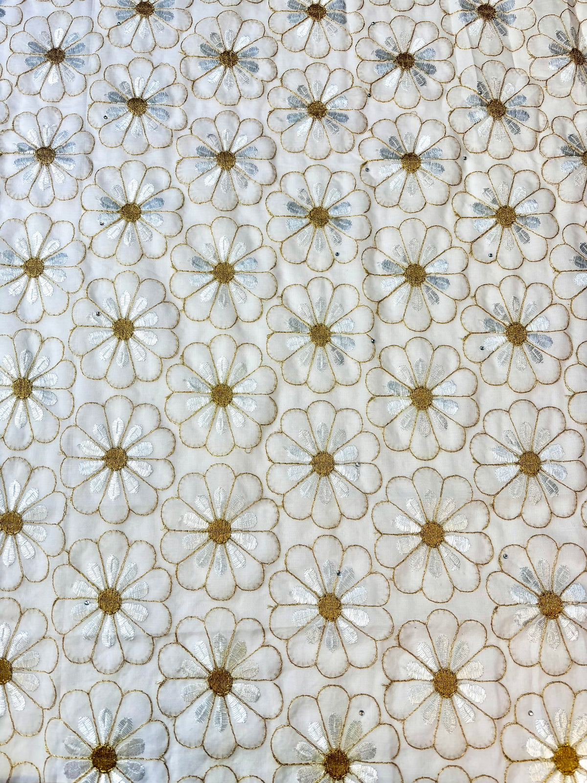 Daisy Embroidery Gold | Tulle