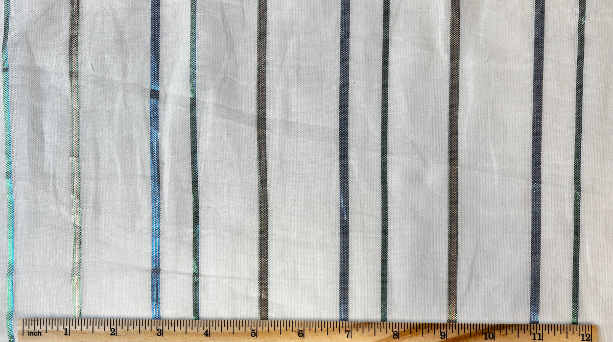 Metallic Stripe Multi on White | Cotton