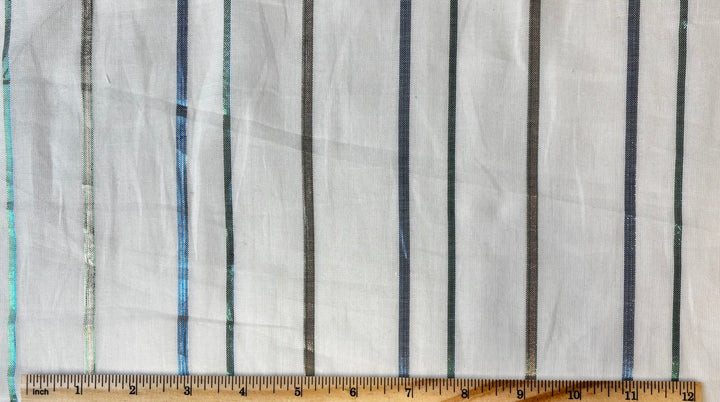Metallic Stripe Multi on White | Cotton