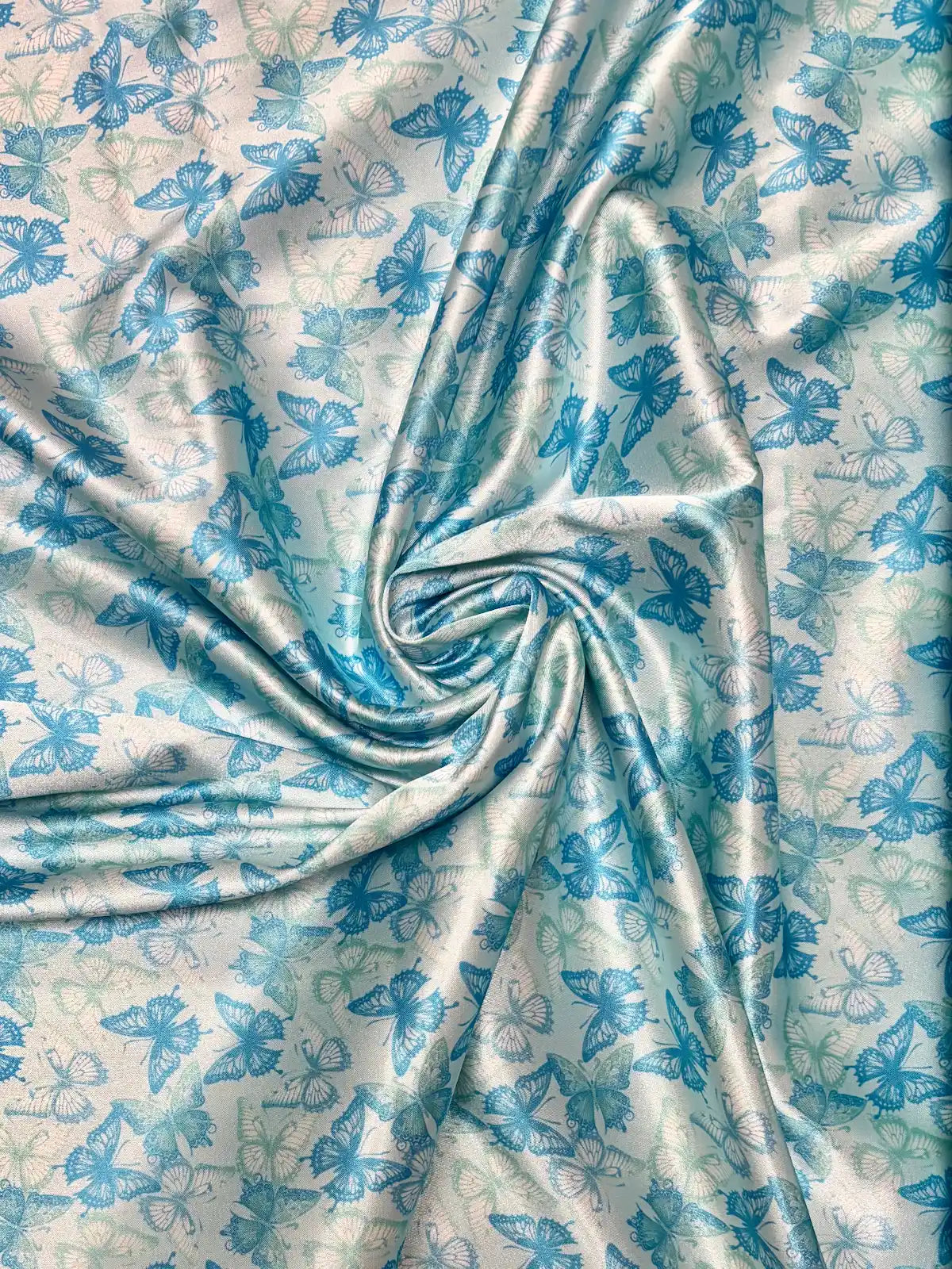 Light Blue Butterfly Print | Charmeuse Satin