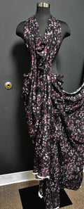 Black with Purple Flowers | Cotton Voile