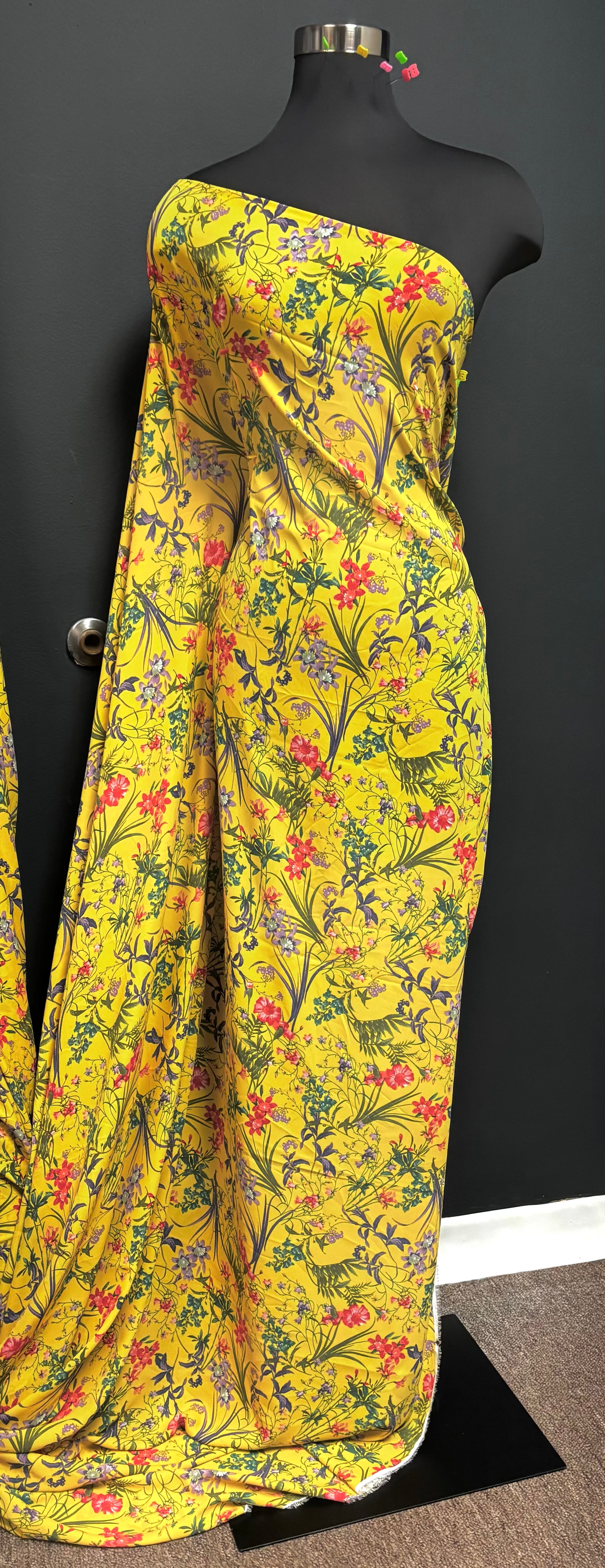 Floral on Yellow  | Wool Dobby