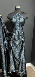 Navy with Flowers | Poly Viscose