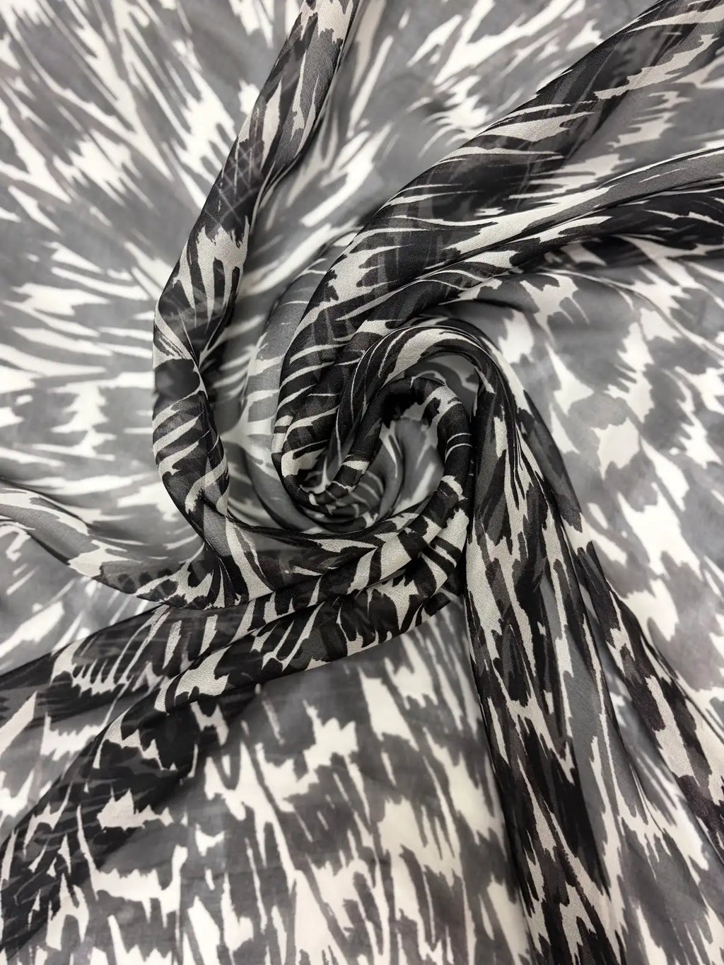 Yves Saint Laurent Large Circular Ink Pattern | Silk Chiffon | Made in Italy