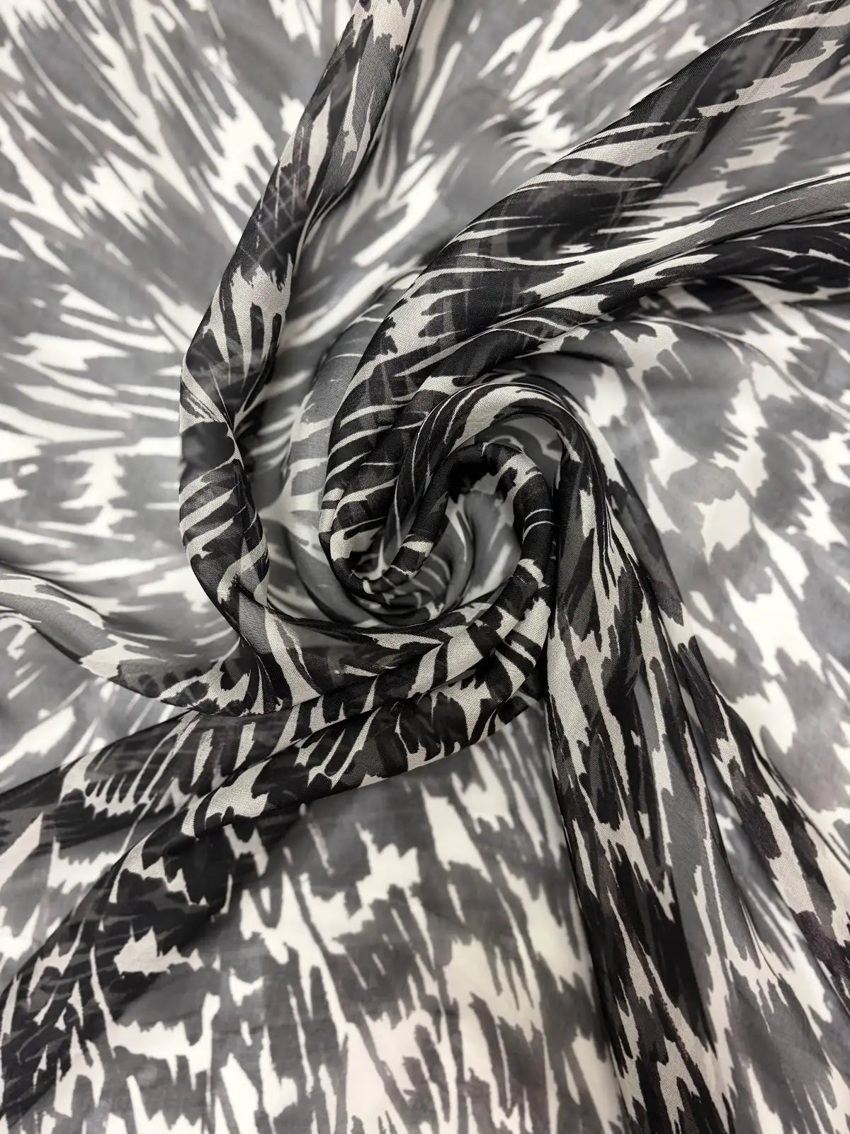 Yves Saint Laurent Large Circular Ink Pattern | Silk Chiffon | Made in Italy