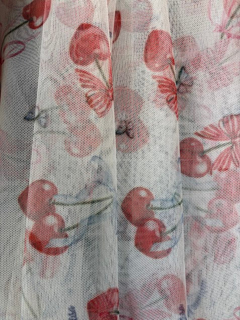 Cherry Print Mesh | Made in Italy