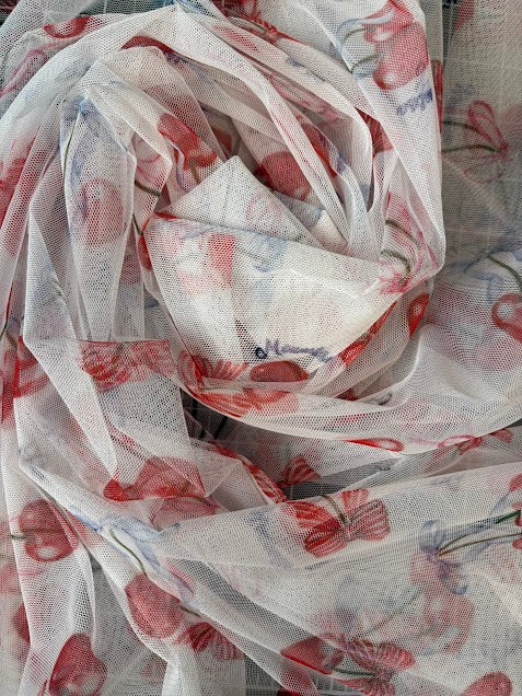 Cherry Print Mesh | Made in Italy