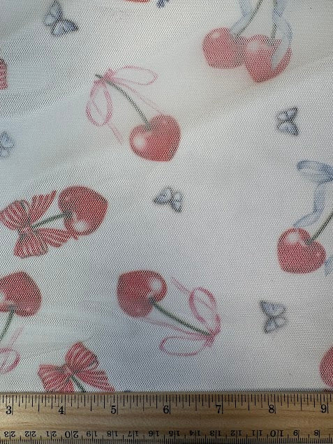 Cherry Print Mesh | Made in Italy