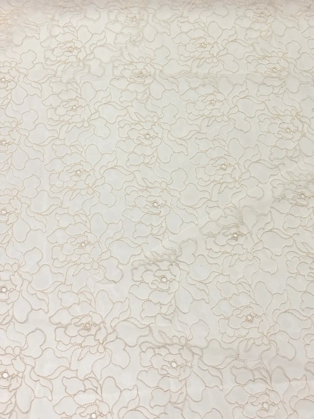 Peach Surface Floral Embroidery on Mesh | Lace
