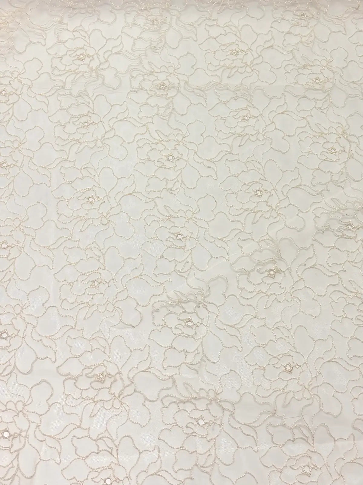 Peach Surface Floral Embroidery on Mesh | Lace