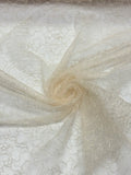 Peach Surface Floral Embroidery on Mesh | Lace