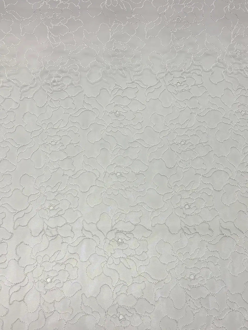 White Surface Floral Embroidery on Mesh | Lace