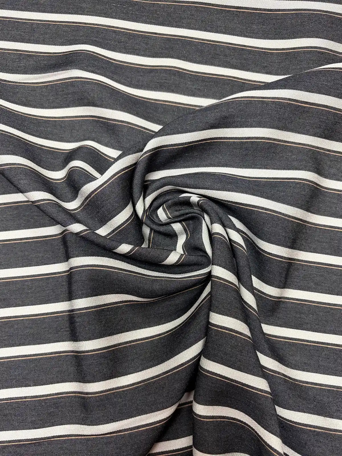 Dark Grey, White, and Peach Stripe | Viscose | Made in Italy